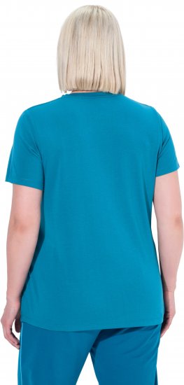 Ulla Popken Functional Antibacterial Finish V-Neck Short Sleeve Knit Top Opal Green - Tricouri - 