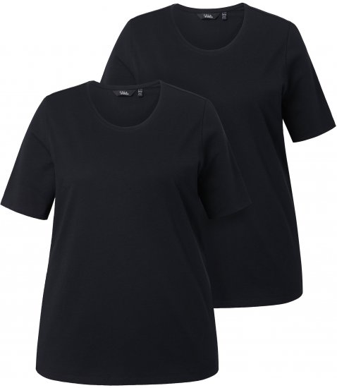 Ulla Popken Scoop Neck Short Sleeve Tee Black - Tricouri - 