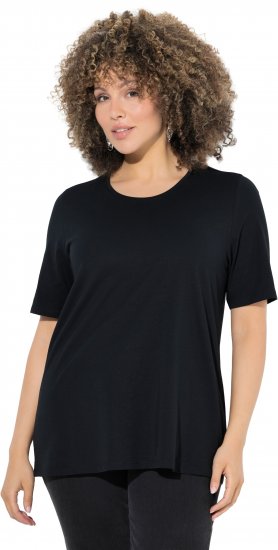 Ulla Popken Scoop Neck Short Sleeve Tee Black - Tricouri - 