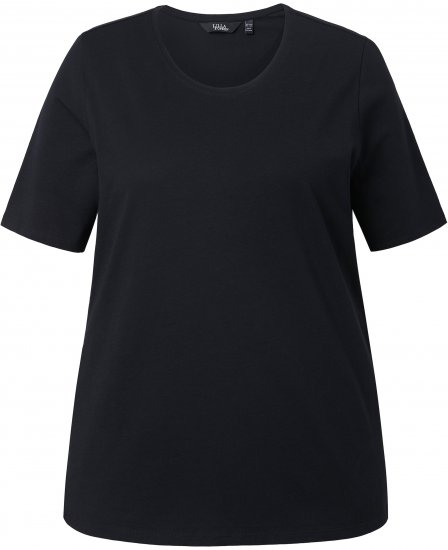 Ulla Popken Scoop Neck Short Sleeve Tee Black - Tricouri - 