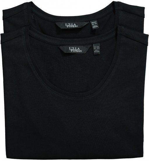 Ulla Popken Scoop Neck Short Sleeve Tee Black - Tricouri - 