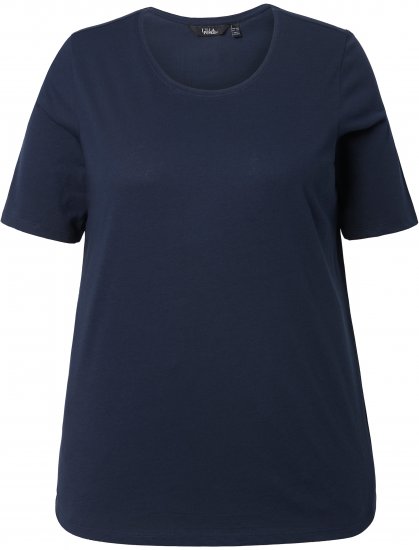Ulla Popken Scoop Neck Short Sleeve Tee Navy - Tricouri - 