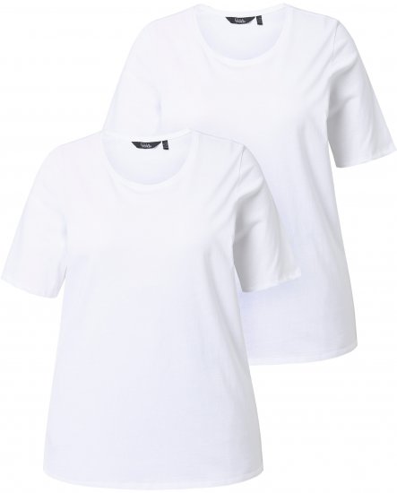 Ulla Popken Scoop Neck Short Sleeve Tee White - Tricouri - 