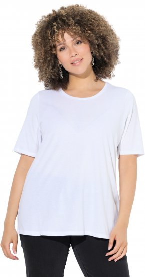 Ulla Popken Scoop Neck Short Sleeve Tee White - Tricouri - 