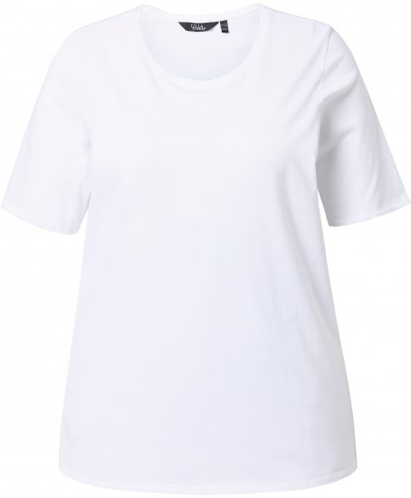 Ulla Popken Scoop Neck Short Sleeve Tee White - Tricouri - 