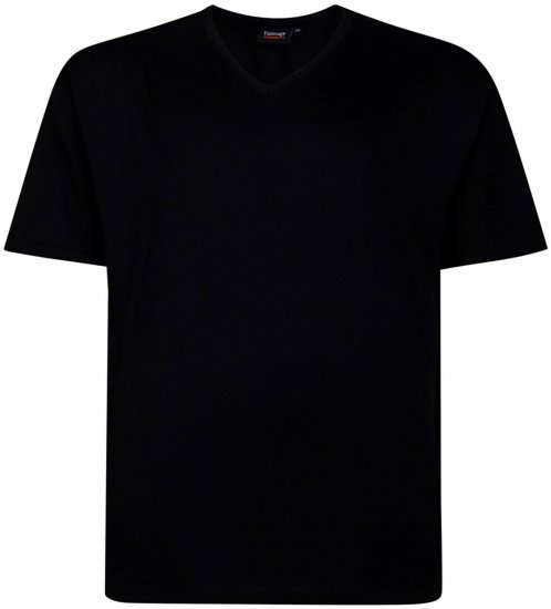 Espionage T016 Plain V-Neck T-Shirt Black - Tricouri fără imprimeu - Tricouri fără imprimeu mărimi mari