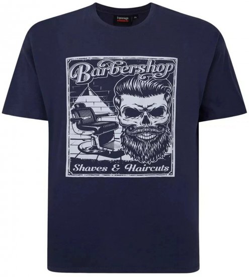 Espionage T410 Barbershop Printed T-Shirt Navy - Tricouri cu imprimeu - Tricouri cu imprimeu mărimi mari