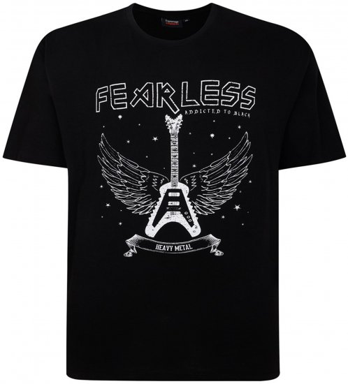 Espionage T426 Fearless Printed T-Shirt Black - Tricouri - Tricouri Bărbați Mărimi Mari
