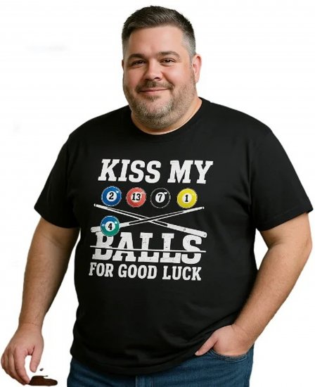 Espionage T436 Good Luck Kiss Printed T-Shirt Black - Tricouri - Tricouri Bărbați Mărimi Mari