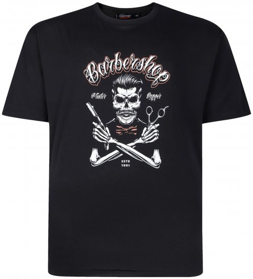 Espionage T437 Barbers Shop Printed T-Shirt Black - Tricouri - Tricouri Bărbați Mărimi Mari