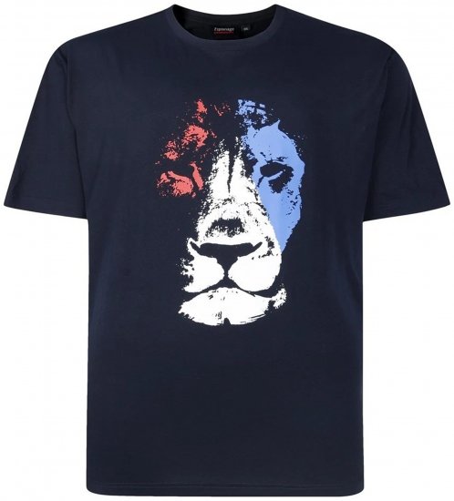Espionage T440 Abstract Lion Printed T-Shirt Navy - Tricouri cu imprimeu - Tricouri cu imprimeu mărimi mari