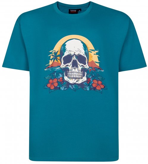 Espionage T452 Skull Island Printed T-Shirt Jade - Tricouri cu imprimeu - Tricouri cu imprimeu mărimi mari