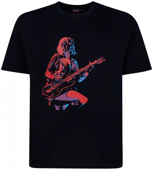 Espionage T454 Abstract Guitarist Printed T-Shirt Navy - Tricouri cu imprimeu - Tricouri cu imprimeu mărimi mari