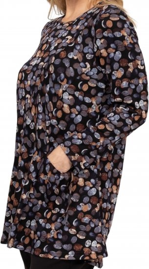 Scandinavian Caramel Flower Petals Tunic Copper and Blue - Tricouri imprimate pentru femei - 