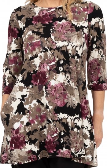 Scandinavian Caramel Flower Petals Tunic Brown - Tricouri imprimate pentru femei - 