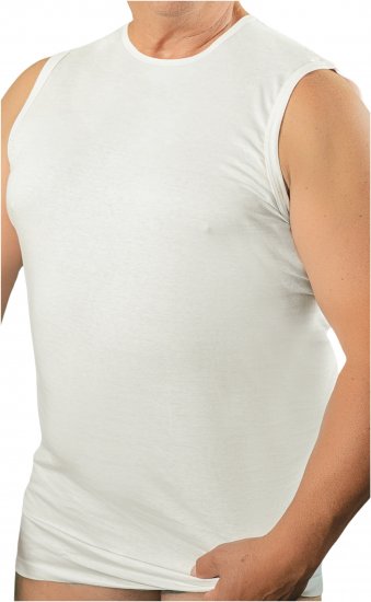 20 Nodi 1004 Sleeveless Crew Neck Shirt in Combed Cotton Jersey White - Undershirts - 