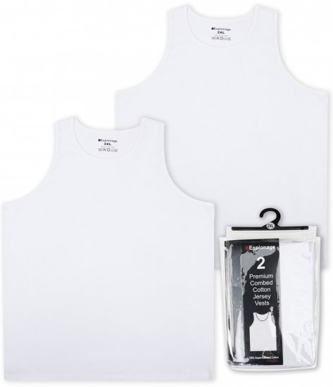 Espionage U011 Twin Pack Tanktop White - Undershirts - 