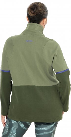 Ulla Popken Two-Tone ZIp Front Pocket Sweatshirt Olive Green - Pulovere & hanorace - 