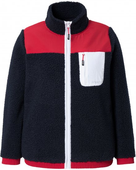 Ulla Popken Color Block Teddy Fleece Jacket Navy - Pulovere & hanorace - 