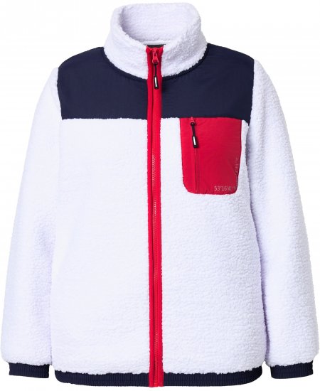 Ulla Popken Color Block Teddy Fleece Jacket Snow White - Pulovere & hanorace - 