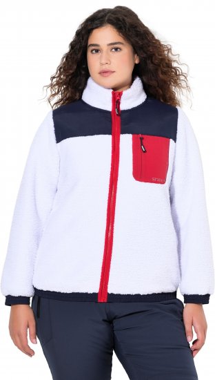 Ulla Popken Color Block Teddy Fleece Jacket Snow White - Pulovere & hanorace - 