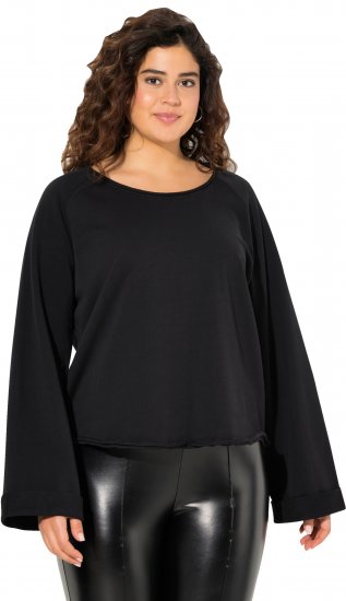 Ulla Popken Rolled Edge Long Sleeve Sweatshirt Black - Pulovere & hanorace - 