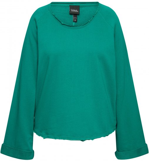 Ulla Popken Rolled Edge Long Sleeve Sweatshirt Emerald Green - Pulovere & hanorace - 