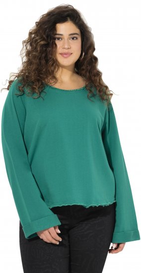 Ulla Popken Rolled Edge Long Sleeve Sweatshirt Emerald Green - Pulovere & hanorace - 
