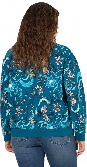 Ulla Popken Beaded Floral Long Sleeve Sweatshirt Dark Teal - Ulla Popken - 