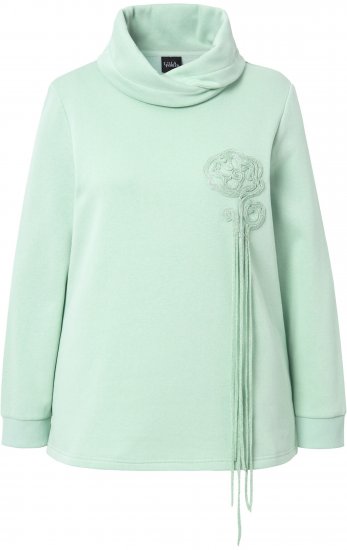 Ulla Popken Ribbon Detail Turtleneck Sweatshirt Mint Green - Pulovere & hanorace - 