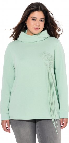 Ulla Popken Ribbon Detail Turtleneck Sweatshirt Mint Green - Pulovere & hanorace - 
