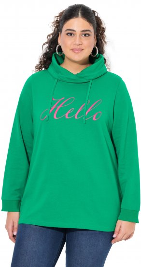 Ulla Popken HELLO Classic Fit Stand-Up Collar Sweatshirt Emerald Green - Pulovere & hanorace - 