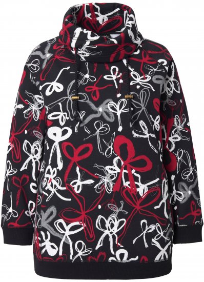 Ulla Popken Ribbon Print Turtleneck Sweatshirt Black - Pulovere & hanorace - 