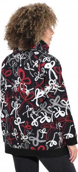 Ulla Popken Ribbon Print Turtleneck Sweatshirt Black - Pulovere & hanorace - 