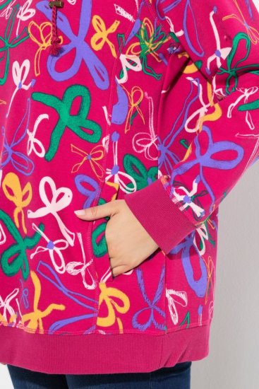 Ulla Popken Ribbon Print Turtleneck Sweatshirt Cherry Red - Pulovere & hanorace - Bluze, Hanorace & Tricotaje Comode