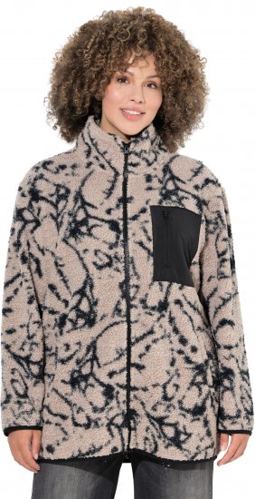 Ulla Popken Marble Print Teddy Fleece Jacket Dark Putty - Pulovere & hanorace - 