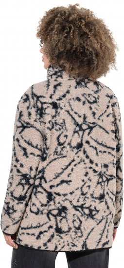 Ulla Popken Marble Print Teddy Fleece Jacket Dark Putty - Pulovere & hanorace - 
