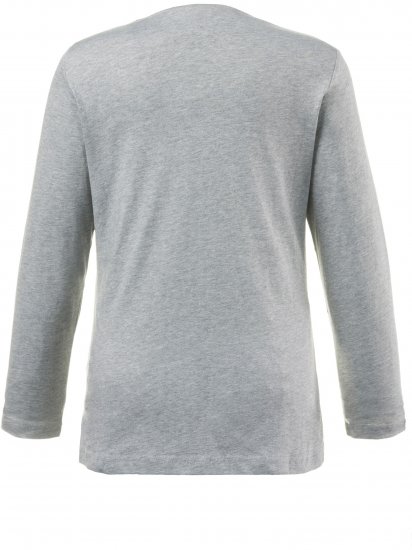 Ulla Popken Basic Round Neck Long Sleeve Slim Fit Cotton Tee Light Grey Melange - Tricouri - 