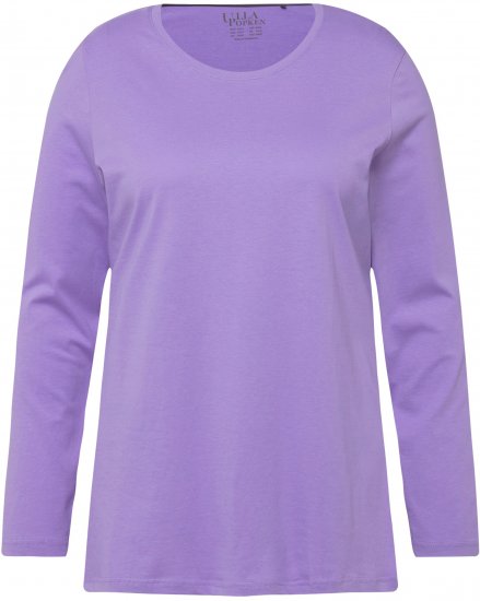 Ulla Popken Basic Round Neck Long Sleeve Slim Fit Cotton Tee Pale Lilac - Tricouri - 
