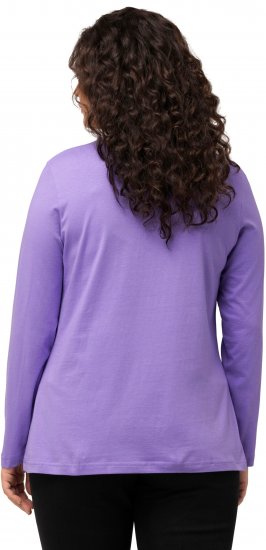 Ulla Popken Basic Round Neck Long Sleeve Slim Fit Cotton Tee Pale Lilac - Tricouri - 