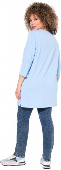 Ulla Popken Floral Motif 3/4 Sleeve Tunic Tee Light Blue - Tricouri imprimate pentru femei - 