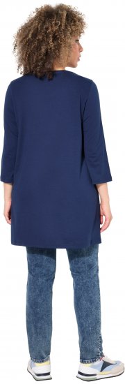 Ulla Popken Floral Motif 3/4 Sleeve Tunic Tee Ink Blue - Tricouri imprimate pentru femei - 