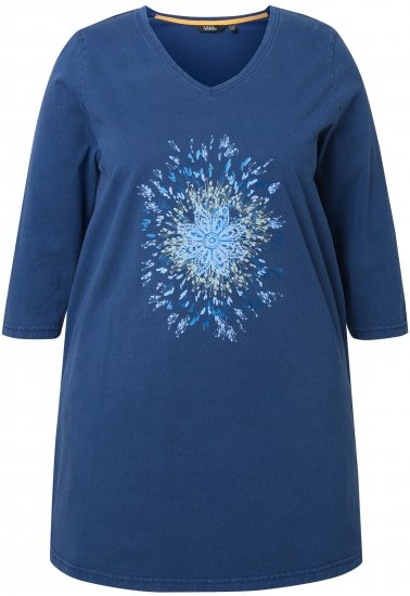 Ulla Popken Floral Print 3/4 Sleeve V-Neck Tee Mint Green - Tricouri imprimate pentru femei - 
