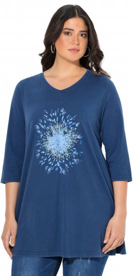 Ulla Popken Floral Print 3/4 Sleeve V-Neck Tee Mint Green - Tricouri imprimate pentru femei - 