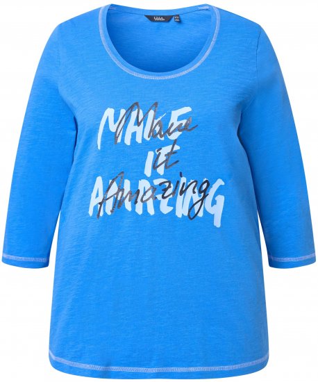 Ulla Popken Make It Amazing 3/4 Sleeve Graphic Tee Pacific Blue - Tricouri imprimate pentru femei - 