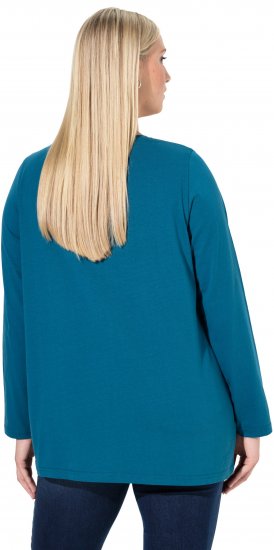 Ulla Popken Fawn Long Sleeve Graphic Tee Teal - Tricouri imprimate pentru femei - 