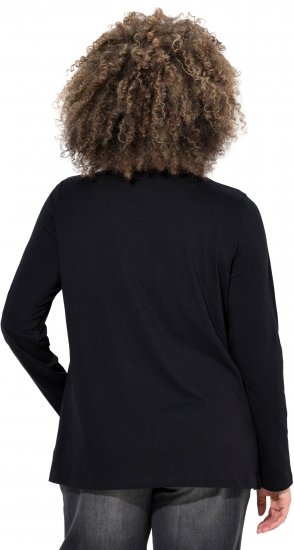 Ulla Popken Holiday Long Sleeve Graphic Tee Black - Tricouri imprimate pentru femei - 