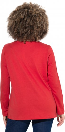 Ulla Popken Holiday Long Sleeve Graphic Tee Salsa Red - Tricouri imprimate pentru femei - 