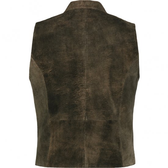 jP1880 Finest Goat Suede Traditional Vest Dark Brown - Trachten & Oktoberfest - Costume Oktoberfest mărimi mari (Trachten)