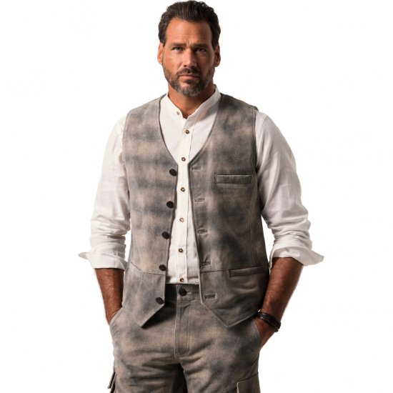 JP1880 Vest Traditional Cowhide Graphite Grey - Trachten & Oktoberfest - Costume Oktoberfest mărimi mari (Trachten)